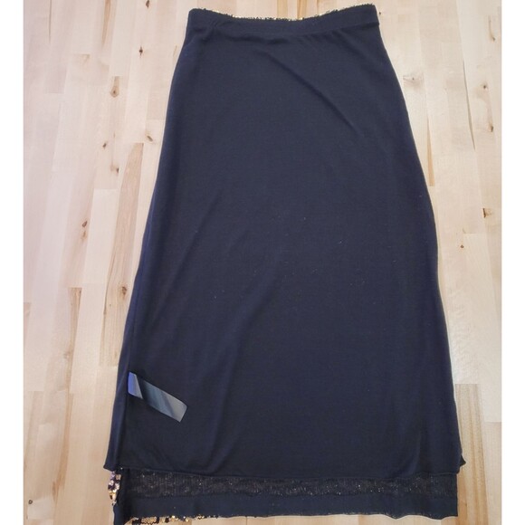ZARA Tiger Print Knit Midi Sequin Skirt Black Gold Size M Pull On Elastic Waist - Picture 10 of 12